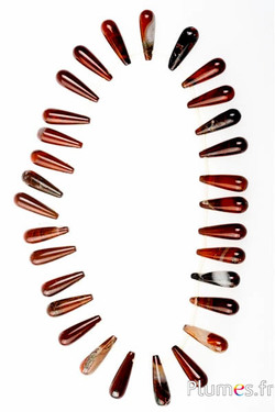 Perles en agate gouttes - 6 x 22 mm, trou 0.8  mm - rouge brun